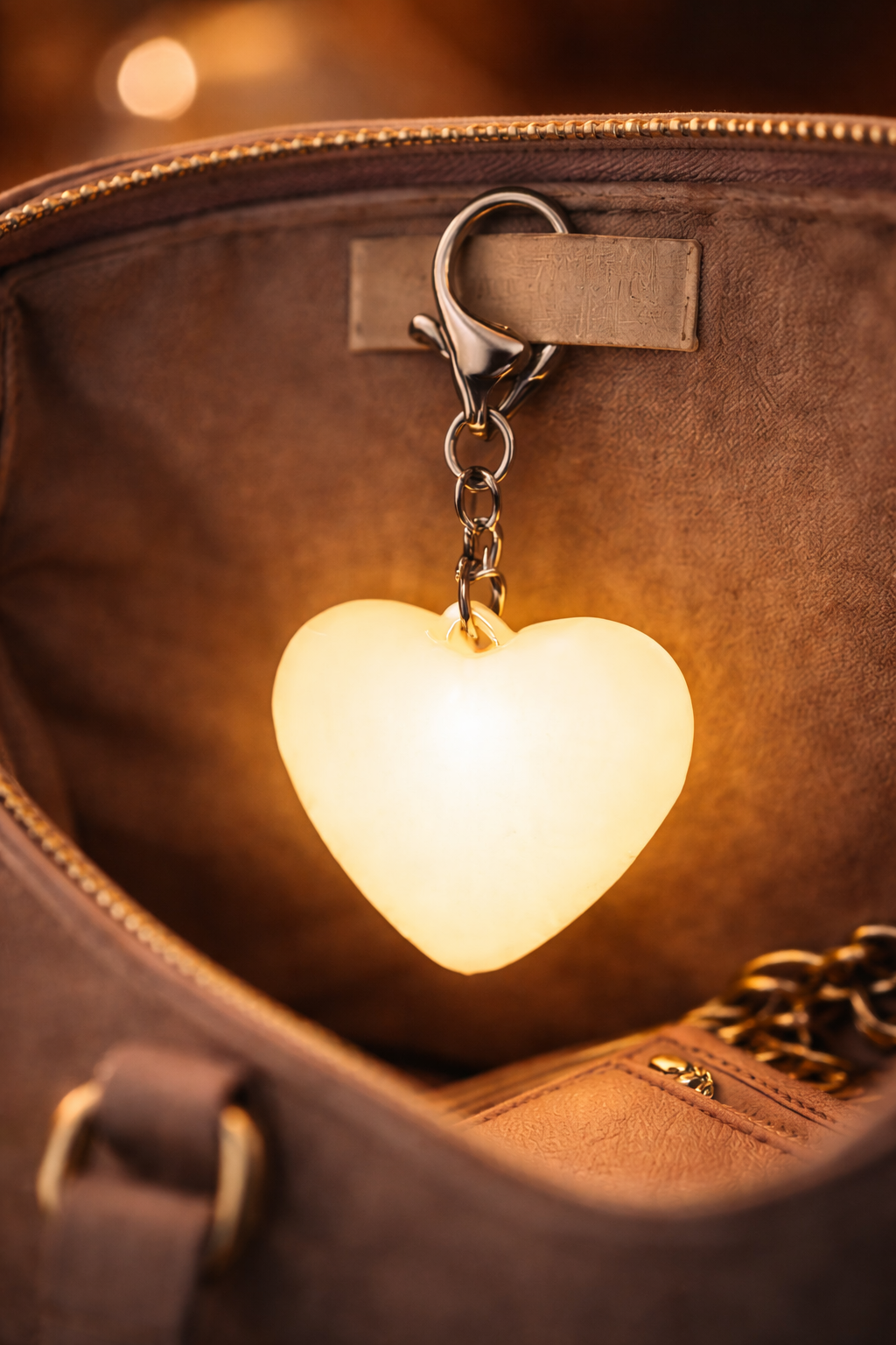 Llavero LED en Forma de Corazón para Bolso – Luz Automática
