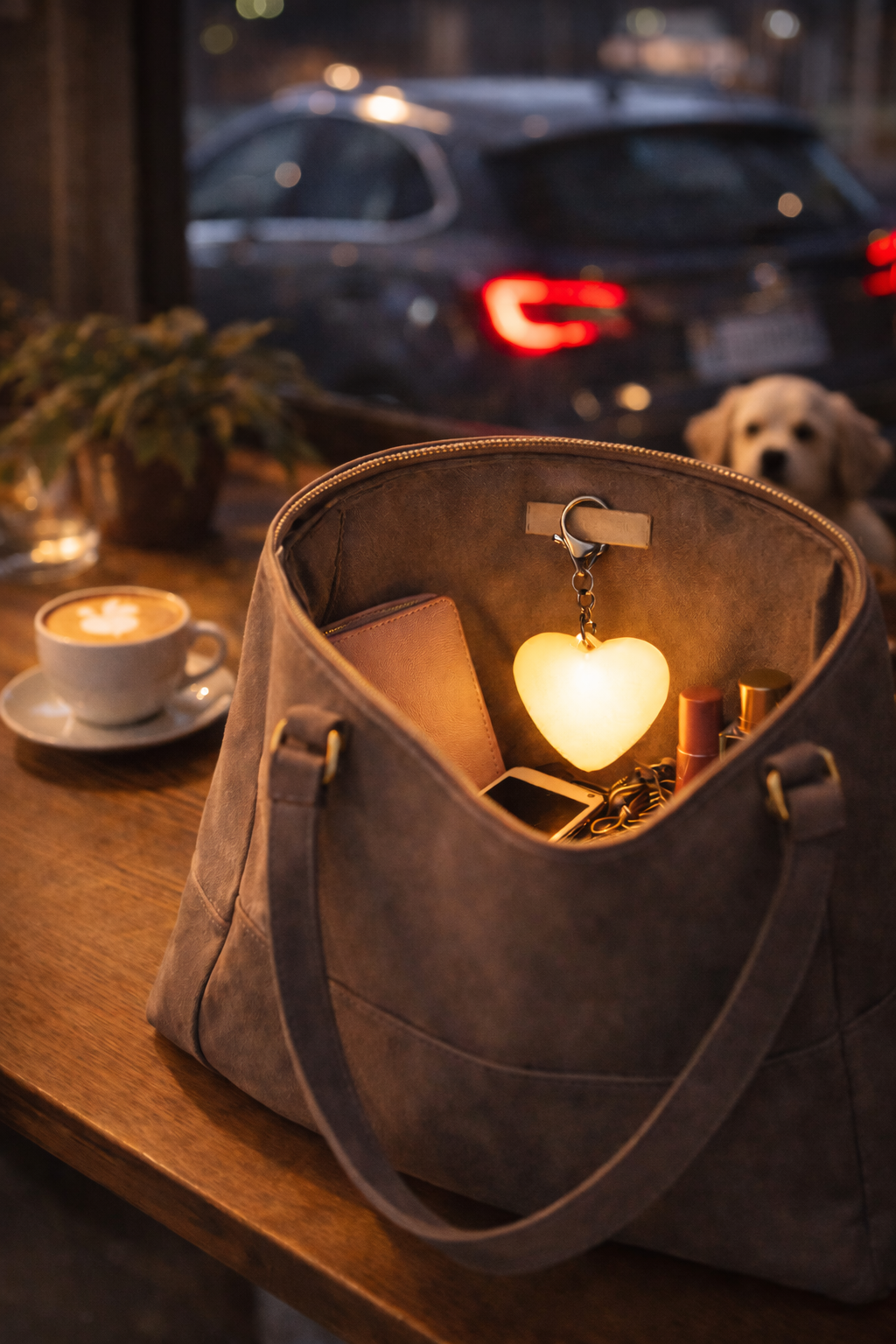 Llavero LED en Forma de Corazón para Bolso – Luz Automática